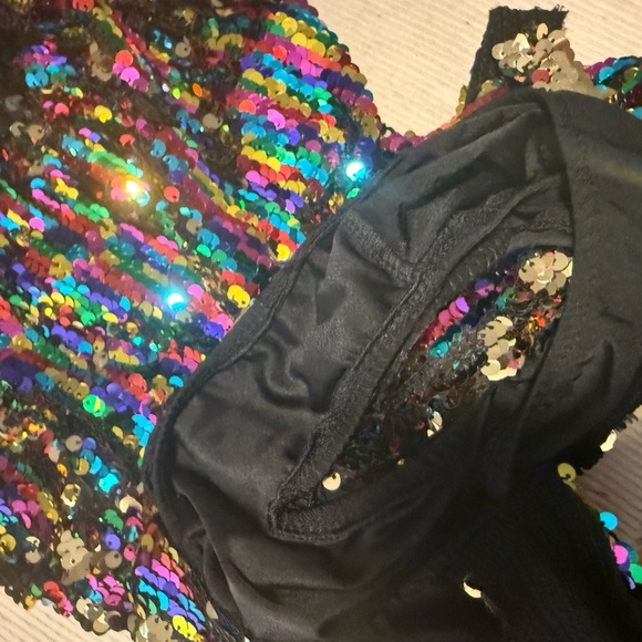 Glamour Costumes Dance Black and Blue Sequin Halter  One Piece - Picture 3 of 7